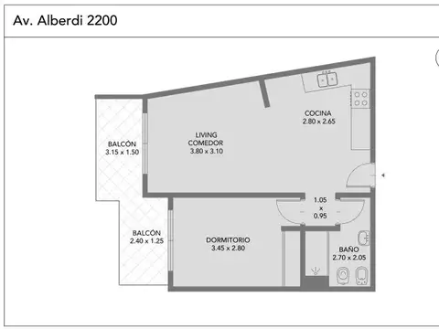 Departamento en Venta de 1 dormitorio