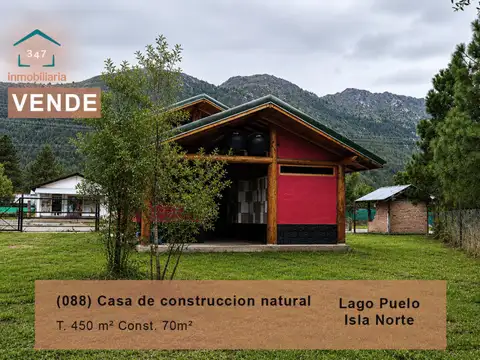 (088)-Lago Puelo, Casa de construccion natural en Isla Norte