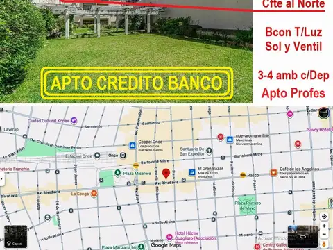 VENTA DEPARTAMENTO 3 Dep Serv o 4 AMB APTOCREDITO PROFESIONAL ONCE / BALVANERA