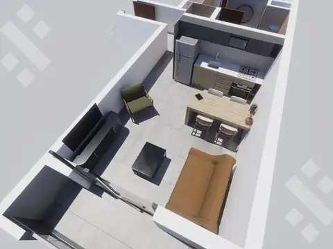 Departamento 2 ambientes con 1 baño