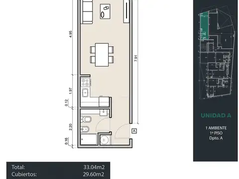 Departamento en Venta de Monoambiente
