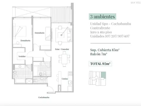 Departamento en Venta de 2 dormitorios