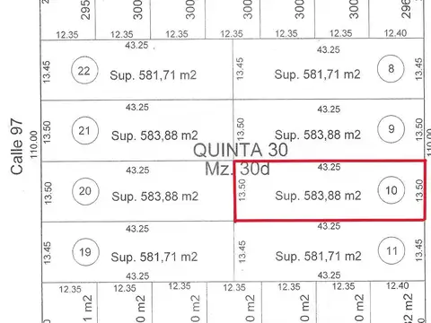 98 e/4y5 terreno en venta