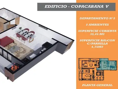 EMPRENDIMIENTO COPACABANA V°: 1 - 2 y 3 AMBIENTES + BALCON CON PARRILLA + COCHERA