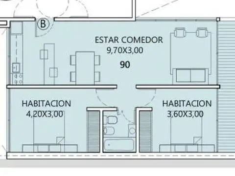 Departamento en Venta de 3 ambientes