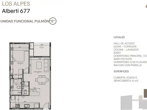 Departamento 2 ambientes en venta en San Isidro
