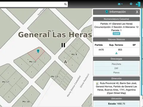 VENTA LOTE GRAL LAS HERAS SOBRE RUTA 40