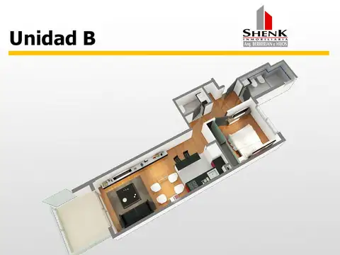 Departamento Monoambiente con 1 baño