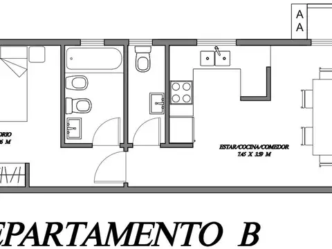 Departamento en Venta de 2 ambientes