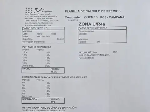 Terreno en Venta, FOT 2,59