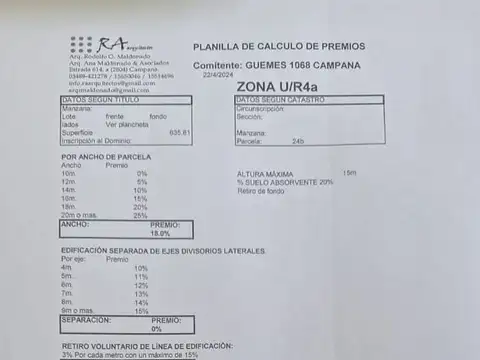 Terreno en Venta en Centro (Campana), USD 300.000