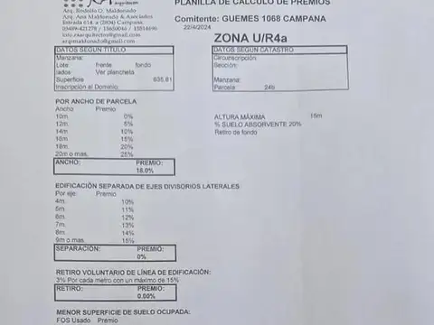 Terreno en Venta en Centro (Campana), USD 300.000