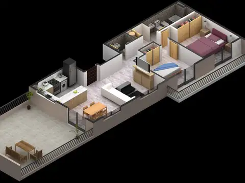 Departamento Monoambiente con 1 baño