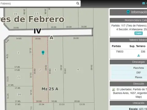 Terreno en Venta 10  mts Fondo
