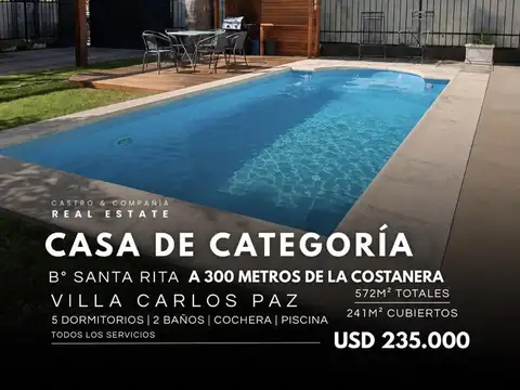 Venta Casa De Categoría Con Pileta En Barrio Santa Rita Del Lago - Villa Carlos Paz