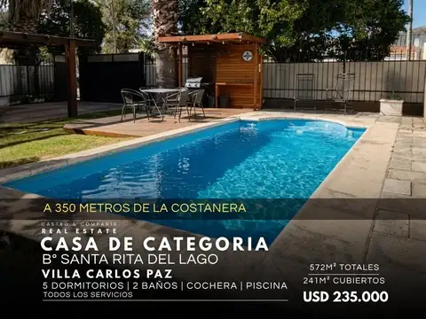 Venta Casa De Categoría Con Pileta En Barrio Santa Rita Del Lago - Villa Carlos Paz
