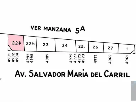 Terreno en Venta 11  mts Fondo