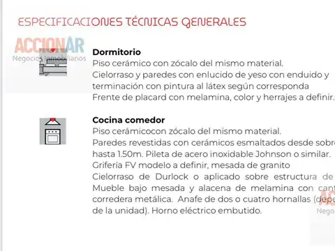 Departamento Monoambiente con 1 baño