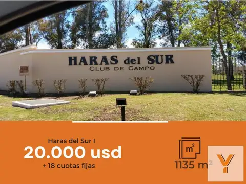 Terreno en venta - 1135 mts2 - Haras Del Sur I [FINANCIADO]