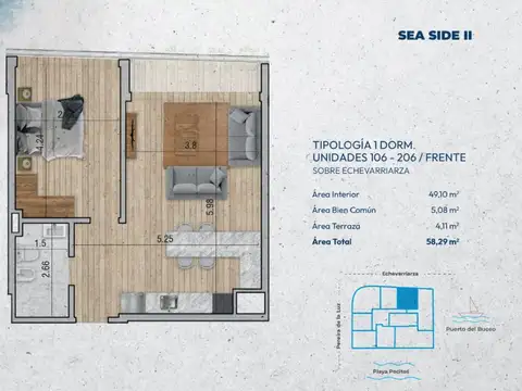 VENTA Apartamento POCITOS 1 dormitorio con balcón