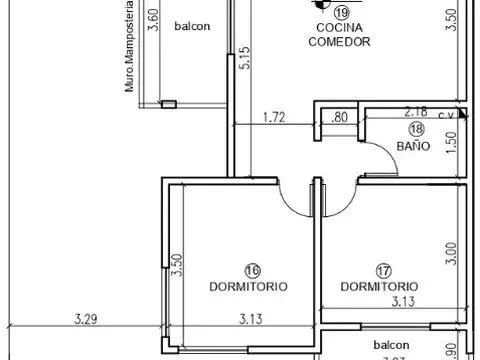 Departamento 3 ambientes con 1 baño