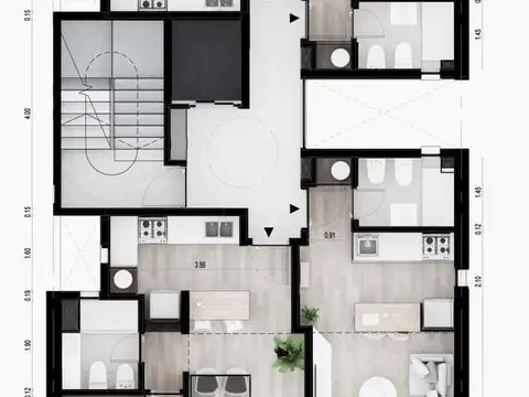 Departamento Monoambiente con 1 baño