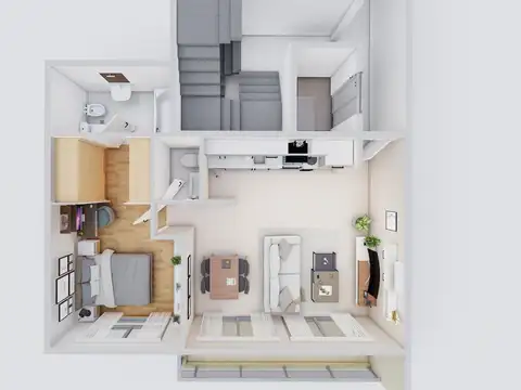 Departamento 2 ambientes con 1 baño