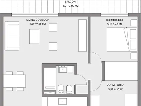 Departamento de 3 ambientes en venta con cochera
