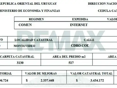 VENTA Terreno 517m2, Buceo. Potencial Desarrollo.