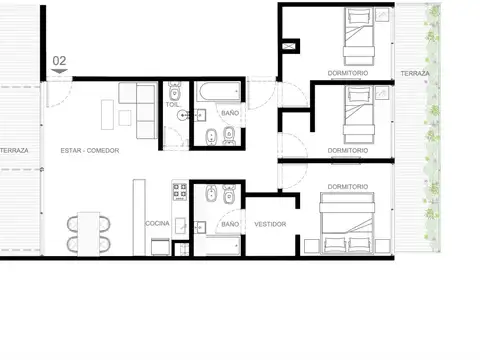 Departamento en Venta de 3 dormitorios