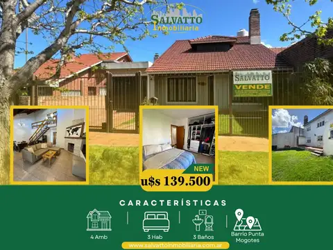 CHALET DE 4 AMBIENTES EN EXCELENTE ESTADO EN PLENO PUNTA MOGOTES