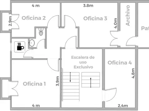 Alquiler España 481 Planta Alta Reciclada para Oficinas Uso comercial profesional Rosario Centro