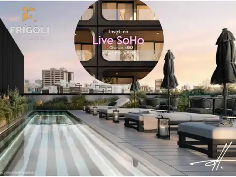 2 Ambientes Contrafrente con Vista Noreste 45,97 m² + Piscina en Terraza – By Arq. Carlos Ott – Live SoHo Palermo