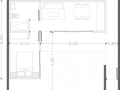 Departamento 2 ambientes con 1 baño