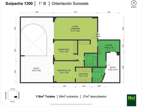 Suipacha 1300, Piso 1