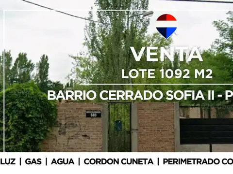 VENTA LOTE  B° CERRADO SOFIA II, PLOTTIER.