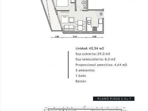 Departamento en Venta de 2 ambientes