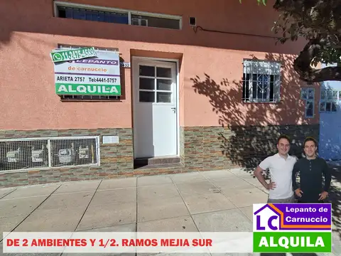 DEPARTAMENTO TIPO PH DE 2 AMBIENTES Y MEDIO EN ALQUILER EN RAMOS MEJÍA SUR.