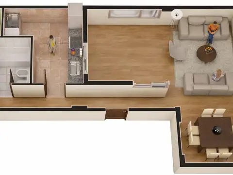 Departamento 3 ambientes con 2 baños