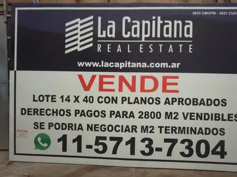 Terreno en Venta en Belgrano R, USD 399.000