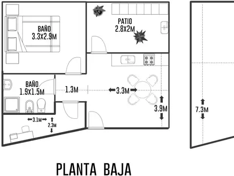Depto Tipo Casa en Venta de 1 dormitorio