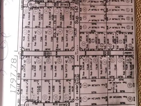Terreno en Venta 70  mts Fondo
