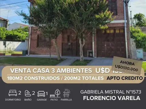 VENTA CASA 3 AMBIENTES  FLORENCIO VARELA