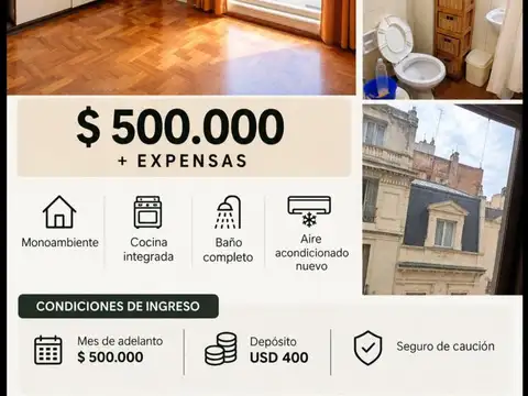 Monoambiente alquiler en San Nicolas