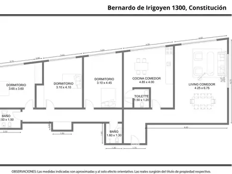 Departamento 4 ambientes con 2 baños
