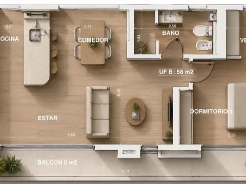 Departamento en Venta de 2 ambientes