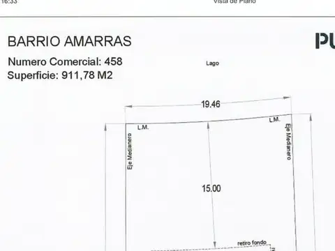 Terreno en Venta de 911,0 m2