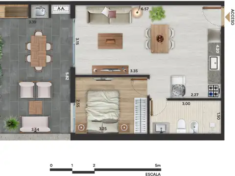 Departamento en Venta de 1 dormitorio