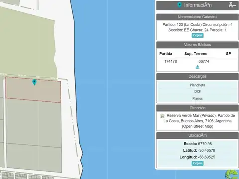 Campo en venta frente al mar en Las Toninas.