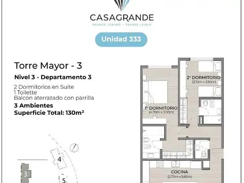 Departamento en Venta de 3 ambientes